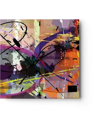 Produktbild von Wanduhr - Quadrat - Glasuhr - Abstraktion modern - 30x30cm - Schleichendes Uhrwerk - Lautlos - zum Aufhängen bereit - Dekoration Modern - Wanddekoration aus Glas - C3AC30x30-3895