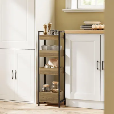 Image de SoBuy Bibliothèque Étagère Bois Foncé Design Industriel Scandinave FRG226-H-F