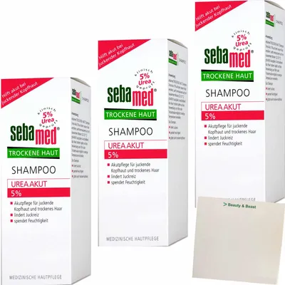 Produktbild von Sebamed Trockene Haut Urea 5 % Shampoo 3er Pack (3x200ml Packung) + usy Block