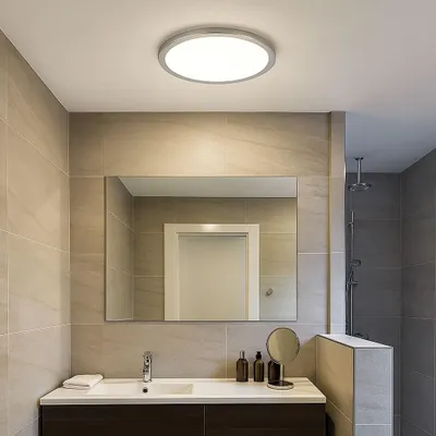Produktbild von LED Deckenleuchte, IP44, dimmbar, Backlight, silber, D 29,4 cm
