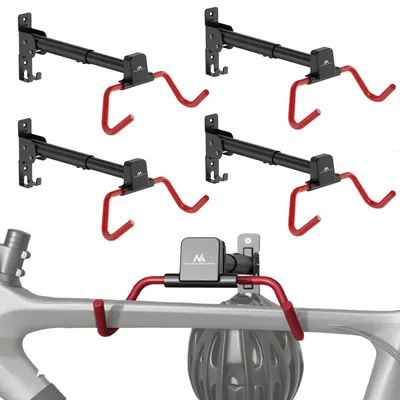 Obrázok produktu pre 4x Držiak na bicykel Maclean / Nástenný držiak, horizontálny, oceľ, maximálna nosnosť 30 kg, nastaviteľný uhol, model MC-172