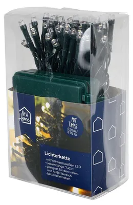 Produktbild von LED-Außenlichterkette mit Timer 7,43m 100 LEDs Warmweiß