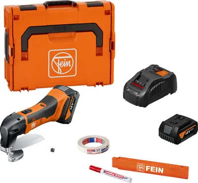Image de Cisaille à tôle sans fil FEIN jusqu'à 1,6 mm ABLS 18 1.6 E AS, kit 2 batteries de 5 Ah | 71300664000