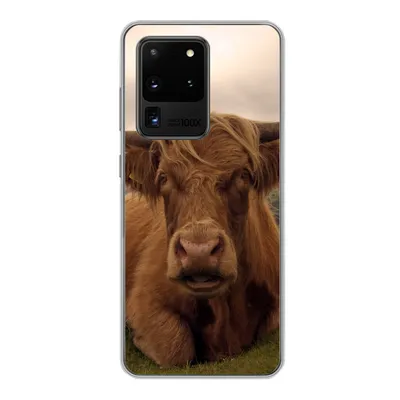 Produktbild von MuchoWow® Handyhülle Schutzhülle Hülle für Samsung Galaxy S20 Ultra Schottischer Highlander - Tiere - Berg Silikon Softcase Handy Hülle - Karteninhaber