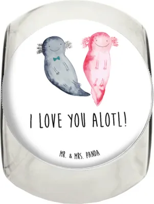 Produktbild von Mr. & Mrs. Panda Kaffeedose Axolotl Liebe L 870ml - Weiß - Geschenk, Freund, Valentinstag, Teedose, Bonboniere, Hocheitstag, Hochzeitstag, für Freundin, Bonbonglas