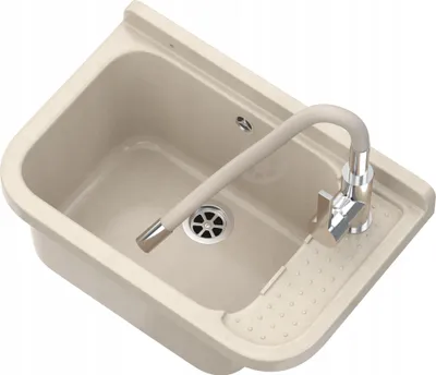 Produktbild von Granitan | Spüle  - 50x34 cm - Beige - Chemikalienbeständig - Ideal für Werkstatt und Garten