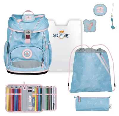 Productafbeelding van DerDieDas schooltas ErgoFlex Light Set 6-delig Ocean Pearl Lichtblauw