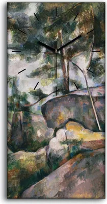Produktbild von Küchenuhr Bürouhr Leinwand Uhr Geräuschlos Kunstdruck 30x60 Felsen im Wald - schwarze Hände