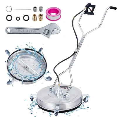 Image de Nettoyeur de surfaces pour nettoyeurs haute pression - Tête de nettoyage de 61 cm - 4000 PSI - Acier inoxydable - Double poignée - 4 roues - Raccord rapide 3/8" (9,5 mm)