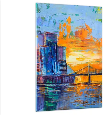 Produktbild von Bilder auf glas - Einteilig - Stadt Brücke pastos - 80x120cm - Glasbilder - Wandbilder - Bilder - zum Aufhängen bereit - Wanddekoration aus Glas - Glas Bilder - Wandbild auf Glas - GPA80x120-4392