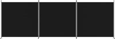 A black room divider with metal poles.
