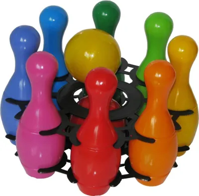 Image de Mini bowling pour enfants dans un panier 8 quilles et 2 boules