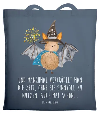 Produktbild von Mr. & Mrs. Panda Schultasche Fledermaus Zauberer - Indigo Blue - Geschenk, Tragetasche, Tote Bag, Lustige Sprüche, Tasche, Magier, Shopping, Laptoptasche, festivaltasche