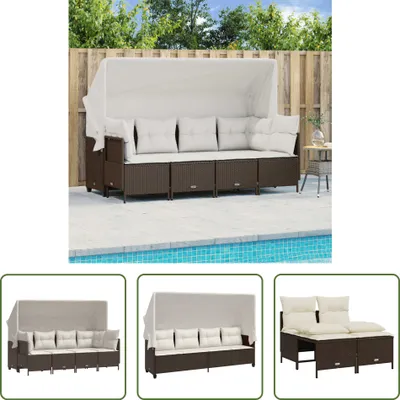 Produktbild von The Living Store 5-tlg. Garten-Sofagarnitur mit Kissen Braun Poly Rattan