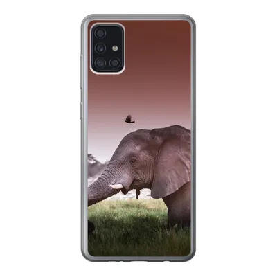 Produktbild von MuchoWow® Handyhülle Schutzhülle Hülle für Samsung Galaxy A52 5G Elefant - Gras - Sonne - Tiere Silikon Softcase Handy Hülle - Umschlag