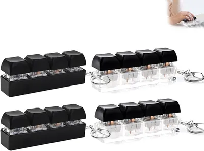 Productafbeelding van Toetsenbord fidget sleutelhanger - Set van 4 - Mini Kliktoetsenbord