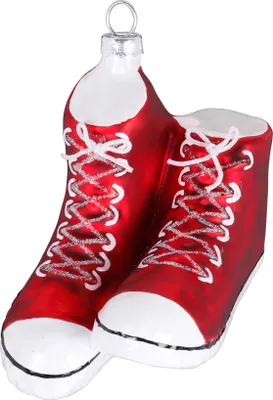 Produktbild von Christbaumschmuck Glas Sneaker 9cm rot / weiß