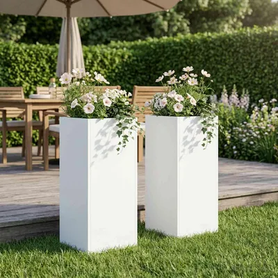 Produktbild von Maison Exclusive - Garten-Pflanzgefäß 2 stk. Weiß 20 x 20 x 40 cm