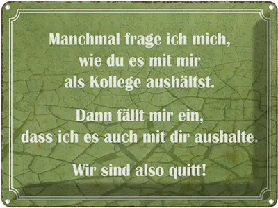 Produktbild von vianmo Blechschild 30x40 cm wie du mit mir als Kollege Spruch Zitat