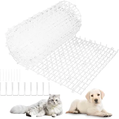 Obrázok produktu pre Ochranná sieť proti mačkám, 30x200 cm, plast, biela farba. Oplotenie na ochranu pred zvieratami, s 8 hrotmi
