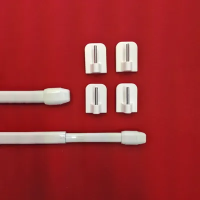 Produktbild von Vitragestangen 2er Pack inkl. Schraubhaken - Breite 60 - 110 cm ausziehbar 11 mm Höhe - weiß