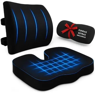 Immagine prodotto di Elzusha - Set di cuscini ergonomici per sedie da ufficio in memory foam, con cinghie regolabili