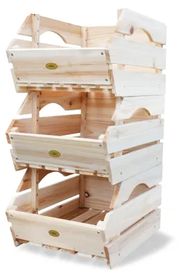 Productafbeelding van HABAU Houten kist, set van 3, 27x38x20 cm, onbehandeld, stapelbaar, van massief grenenhout - B-kwaliteit,