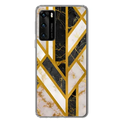 Produktbild von MuchoWow® Handyhülle Schutzhülle Hülle für Huawei P40 Marmor - Gold - Glitzer - Luxus Silikon Softcase Handy Hülle - Handytasche