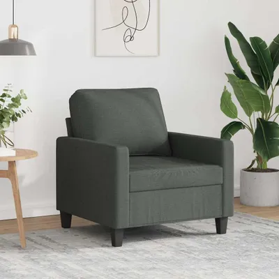Produktbild von Dunkelgrauer Sofasessel aus Stoff, 60 cm, mit Metallgestell, gepolsterter Sitzfläche und Rückenkissen für das Wohnzimmer