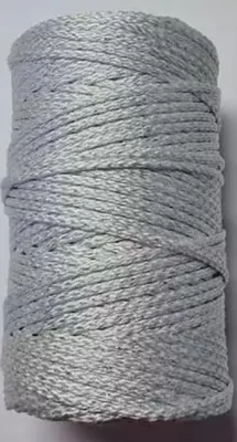 Produktbild von Makramee Glitzer Garn Makramee Baumwollgarn Bastelgarn WEIß 150 Meter 3 mm GEFLOCHTEN