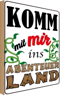 Produktbild von vianmo Holzschild 30x20 cm Komm mit mir ins Abenteuerland Abenteuer Reisen