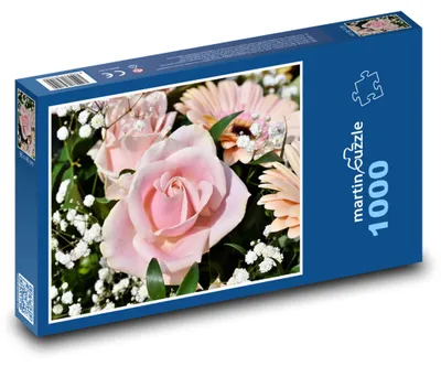 Obrázek produktu pro Puzzle 1000 Růžové růže s květy - martinpuzzle