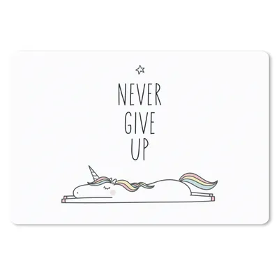 Produktbild von MuchoWow® Mauspad Mousepad Einhorn - Kinder - Zitate - Niemals aufgeben - Mädchen 27x18 cm - Mousepads - Maus Mat - Pad - Mausunterlage - Büroartikel - Desk Matten