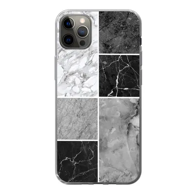 Produktbild von MuchoWow® Handyhülle Schutzhülle Hülle für iPhone 13 Pro Max Marmor - Schwarz - Weiß Silikon Softcase Handy Hülle - Mobiltelefon