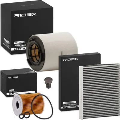 Produktbild von RIDEX Filterset Inspektionspaket Filtersatz für VW Polo Schrägheck (6R1, 6C1) für SKODA Fabia II Schrägheck (542) Fabia II Combi (545) für SEAT