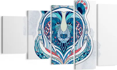 Produktbild von Bild auf Leinwand - Leinwandbild - Bär Illustration Traum blumig - 100x60cm - Wand Bild - Wanddeko - Leinwanddruck - Bilder - Kunstdruck - Wanddekoration - Leinwand bilder - Wandkunst - EG100x60-3085