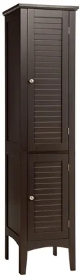 Produktbild von Badezimmerschrank, platzsparender Hochschrank 37x37x160 cm, 2 Türen, 5 Fächer, für Bad, Küche, Wohnzimmer, Braun