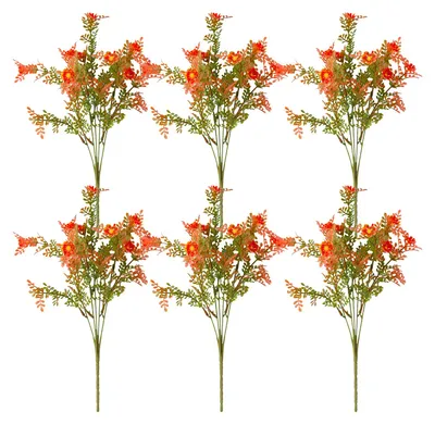 Produktbild von 1/6 Stück künstliche Herbstblume, realistische Plastikblume, Tischdekoration für Zuhause, Büro, Hochzeit, Party, drinnen und draußen
