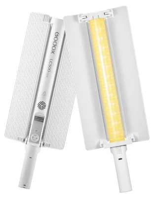 Produktbild von GODOX MINI LC500 20 W Hand-Fotolampe, tragbares LED-Licht, LED-Stab, 2470 mAh-Akku, integrierter CRI¡Ý95, 2500 KšC8500 K, dimmbar, 11 FX-Effekte, unterstuetzt kabellose Fernbedienung mit Barndoor-Griff und USB-Kabel