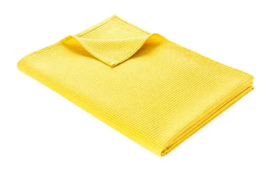 Produktbild von WOHNWOHL® Waffel Decke l Tagesdecke l Wohndecke l 100% Baumwolle l , Farbe:Gelb, Größe:150 x 200 cm