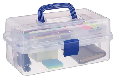 Productafbeelding van TRANKIELO® - Doorzichtige opbergbox met 9 vakken – Voor gereedschap en naaigerei – Draagbaar met kliksluiting