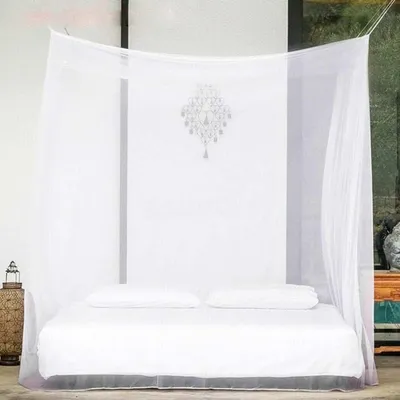 Produktbild von Moskitonetz für Einzel-/Doppelbett, Kastenform | Insektenschutznetz aus Mesh mit schneller und einfacher Montage (weiß)