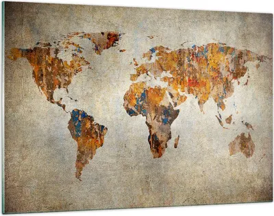 Produktbild von Bilder auf glas - Welt Karte Kontinente Geographie - 120x80cm - Glasbilder - Wandbilder - Kunstdruck - zum Aufhängen bereit - Wanddekoration aus Glas - Glas Bilder - Wandbild auf Glas - GAA120x80-2783