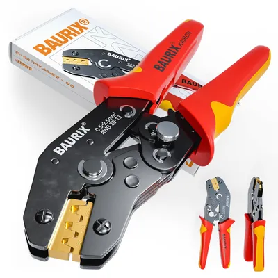 Produktbild von BAURIX® Crimpzange I Krimpzange für 0,50-2,50 mm² Steckverbinder I Crimpzange einzeln I Crimp Zange I Flachsteckhülsenzange I Crimpwerkzeug