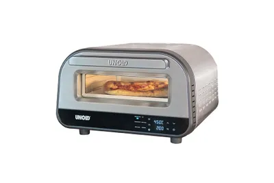 Produktbild von Unold 68816 Pizzaofen Luigi - Elektrischer Pizza Ofen, 1.700 Watt, rostfreier Edelstahl, bis 450°C, nur ca. 2 Minuten Backzeit