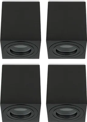 Produktbild von Sweet LED Aufbaustrahler Bad eckig GU10 Alu Deckeleuchte schwarz Aufbauspot 4er