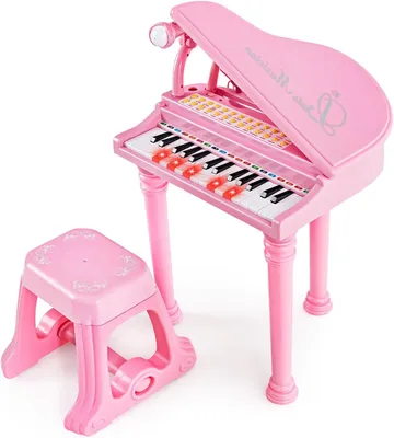 Produktbild von KOMFOTTEU 31 Tasten Kinderklavier Set, Elektronisches Klavier mit Mikrofon & Hocker, E-Piano Klaviertastatur mit 8 Percussionseffekte & 4 Begleitstile