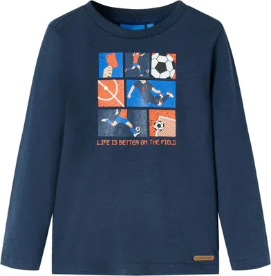 Produktbild von Kinder-Langarmshirt Marineblau Melange 104