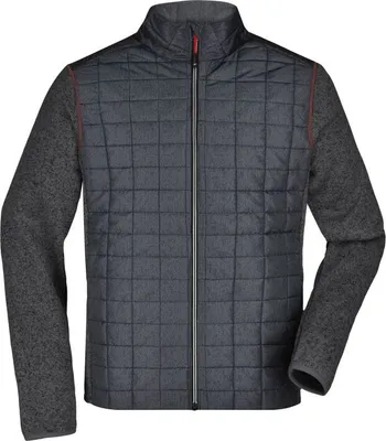 Produktbild von Strickfleecejacke im stylischen Materialmix grey-melange/anthracite-melange, Gr. S
