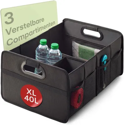 Productafbeelding van Kofferbak organizer - Opvouwbaar - 40 L - Zwart - Voor auto en huishouden
